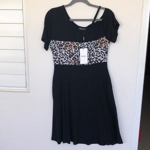 NWT BK2 black animal print short dress  Medium
